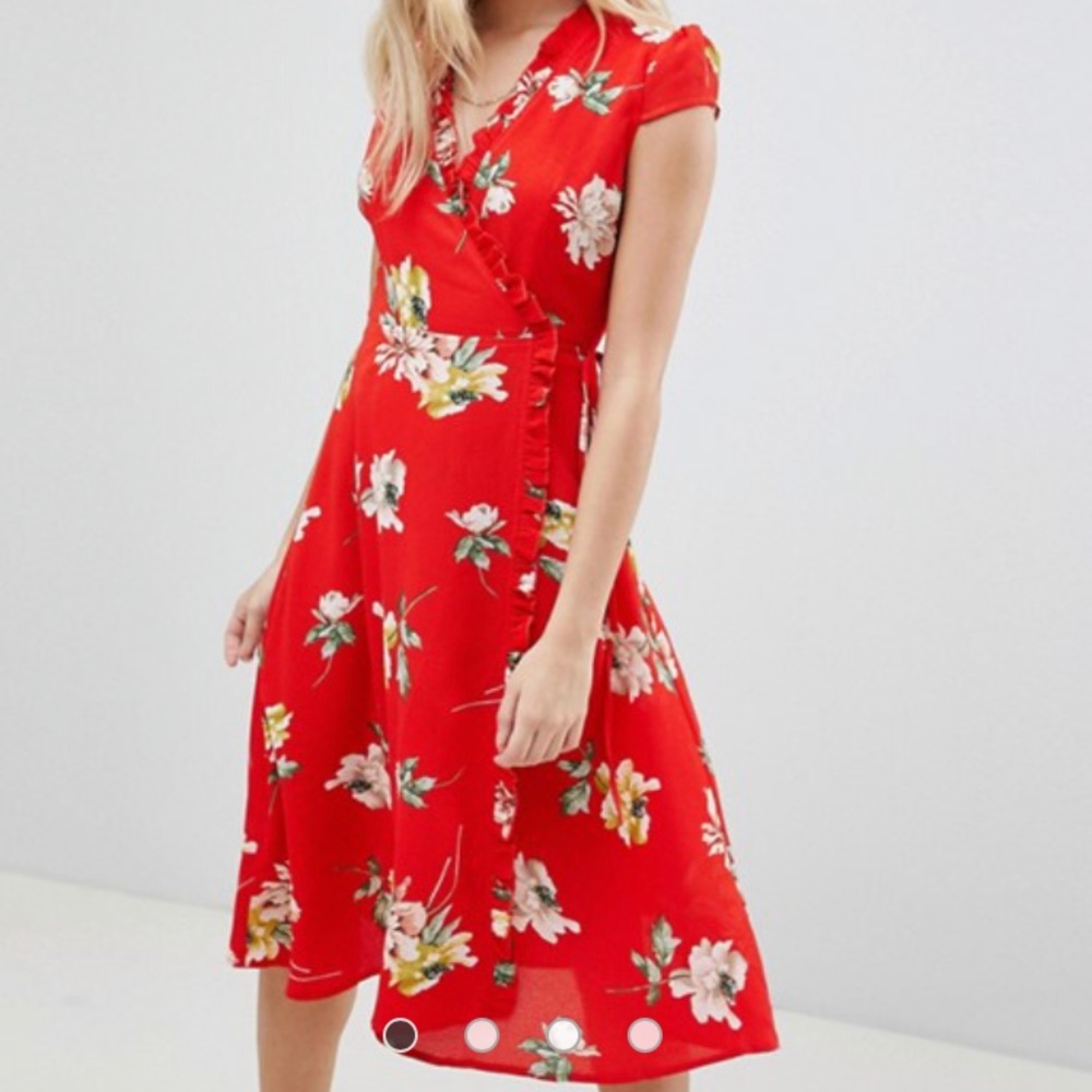ASOS red summer wrap dress